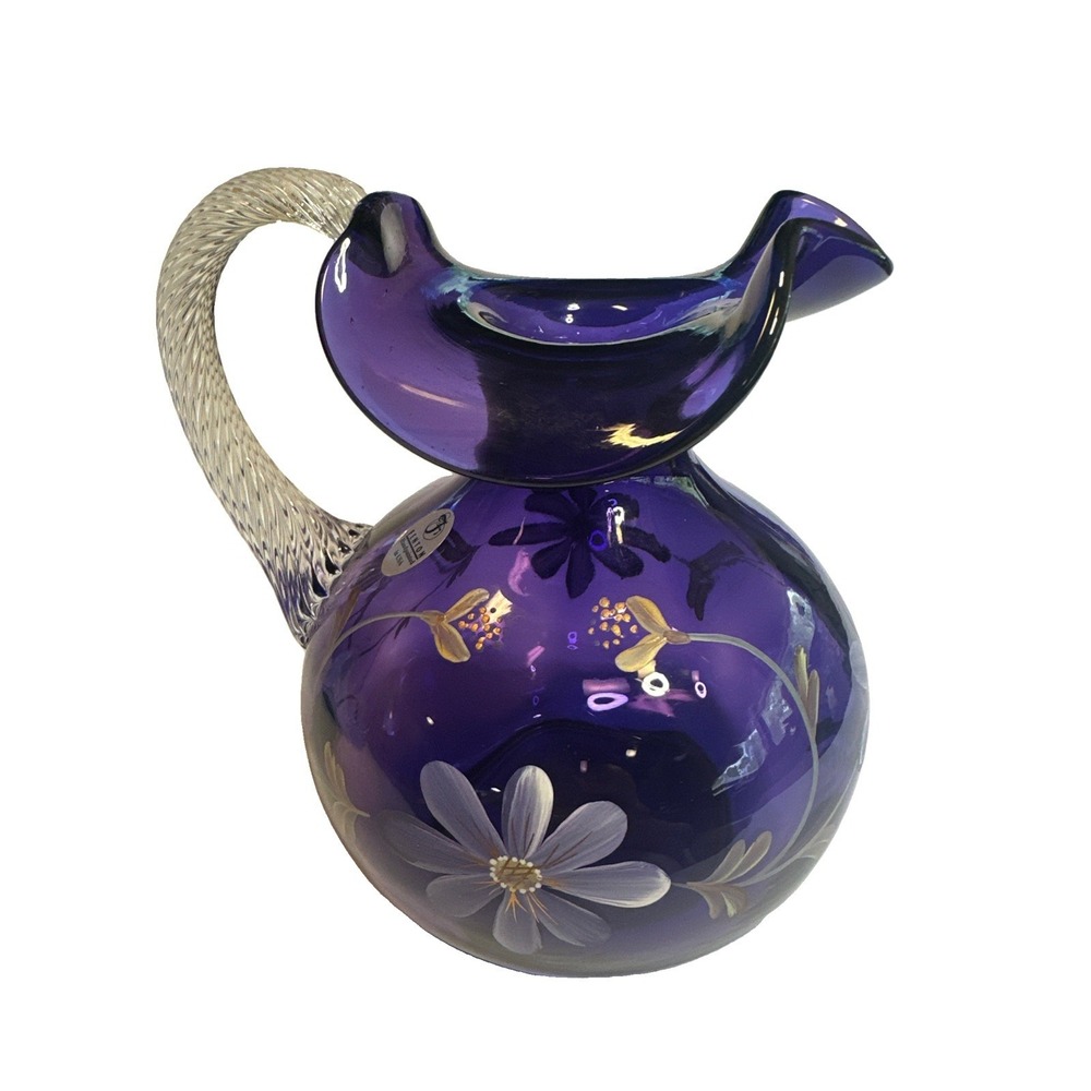 Fenton Historical Collection Royal Purple Ewer Pitcher Retired Handpainted USA